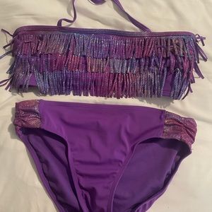 Justice 2 piece fringed bathing suit.